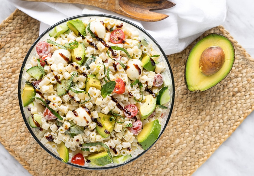 Vegan Avocado Caprese Pasta Salad, Recipe