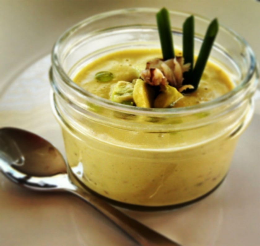 California Avocado-Smoked Corn & Crab Bisque with Avocado-Chive Oil - California Avocados