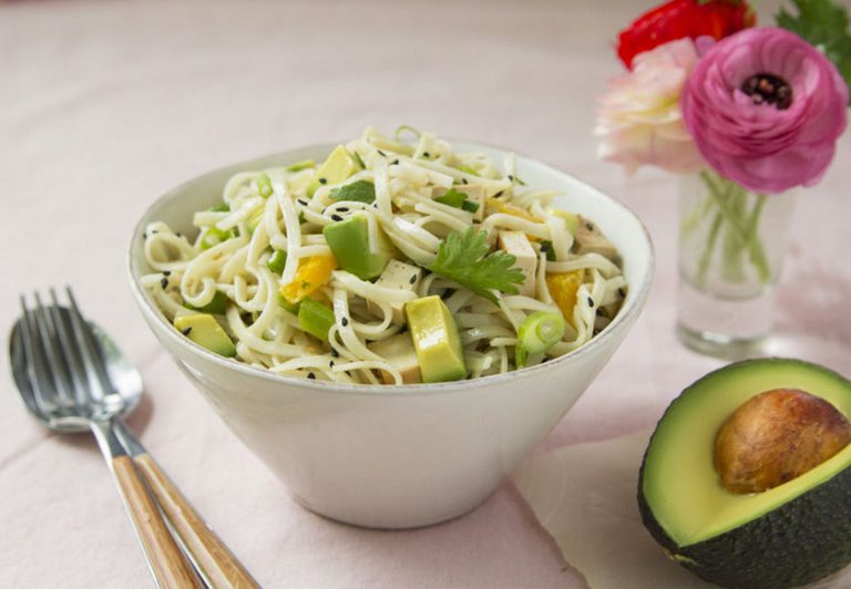 California Avocado, Tofu and Brown Rice Noodles Salad California Avocados