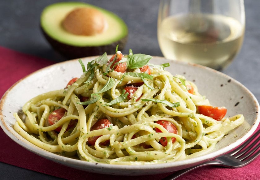 Linguine with California Avocado Pesto and Cherry Tomatoes California