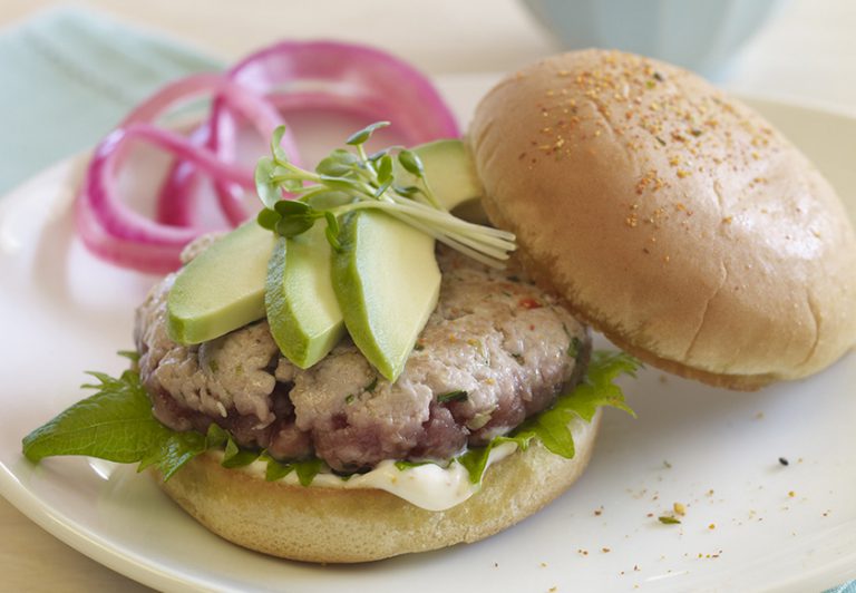 M Café’s Seared Tuna Burger with California Avocado California Avocados