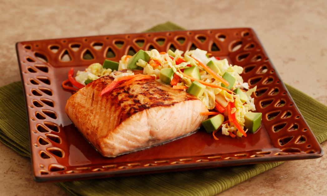 Mediterranean Diet Recipe Salmon with Avocado Slaw