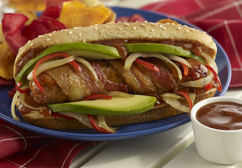Sizzling Sausage, Bacon and Avocado Sandwich - California Avocados