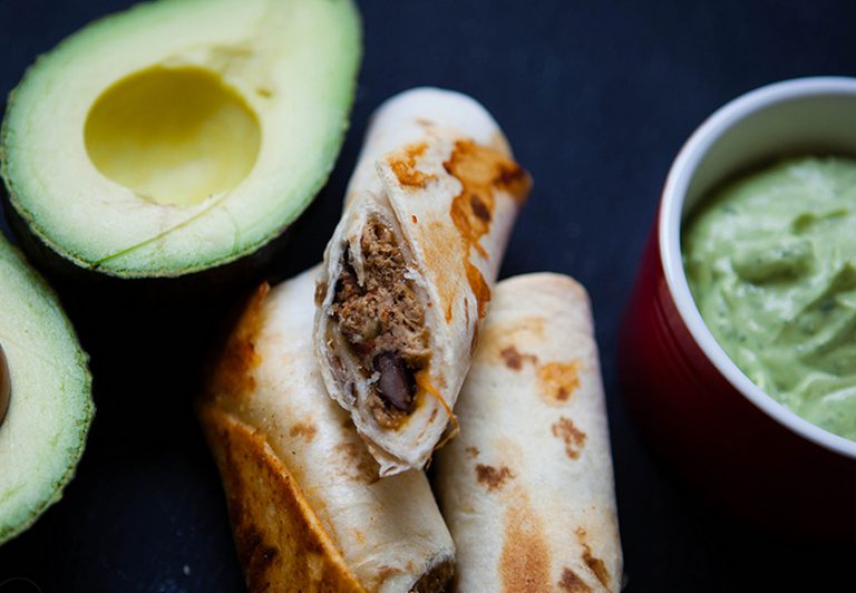 Pulled Pork Taquitos & Avocado Dip Sauce California Avocados