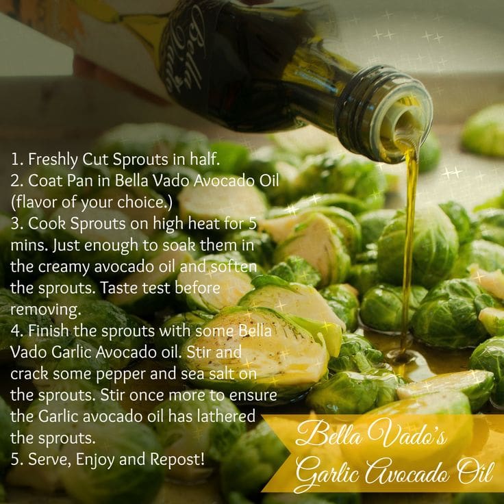 sprouts and garlic avocado oil