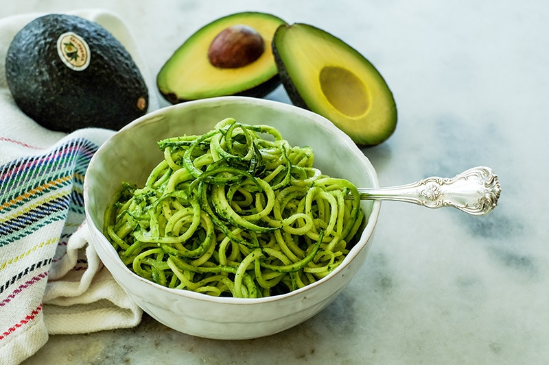 Spaghetti and Spiralized Zucchini with Pesto