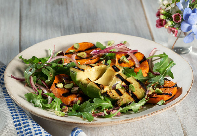 Grilled California Avocado Sweet Potato And Arugula Salad California Avocados