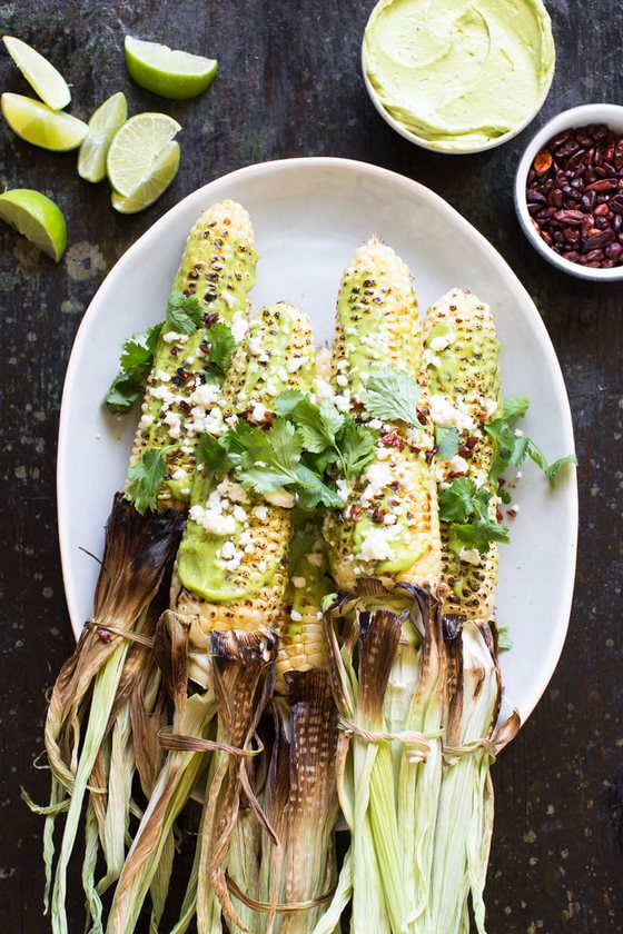 Grilled Corn On The Cob With Avocado Lime Butter