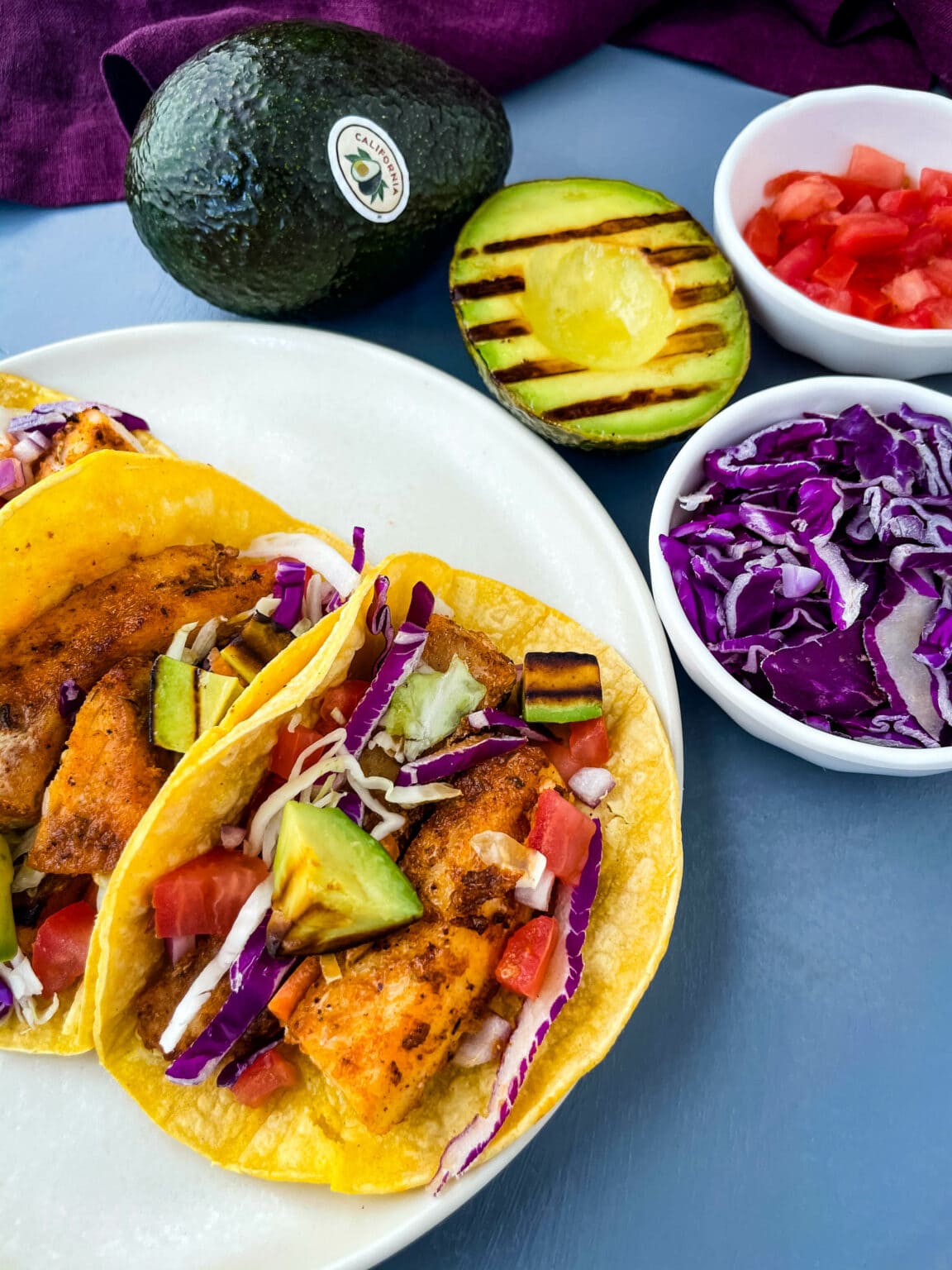 Blackened Fish Tacos with Charred Avocados - California Avocados