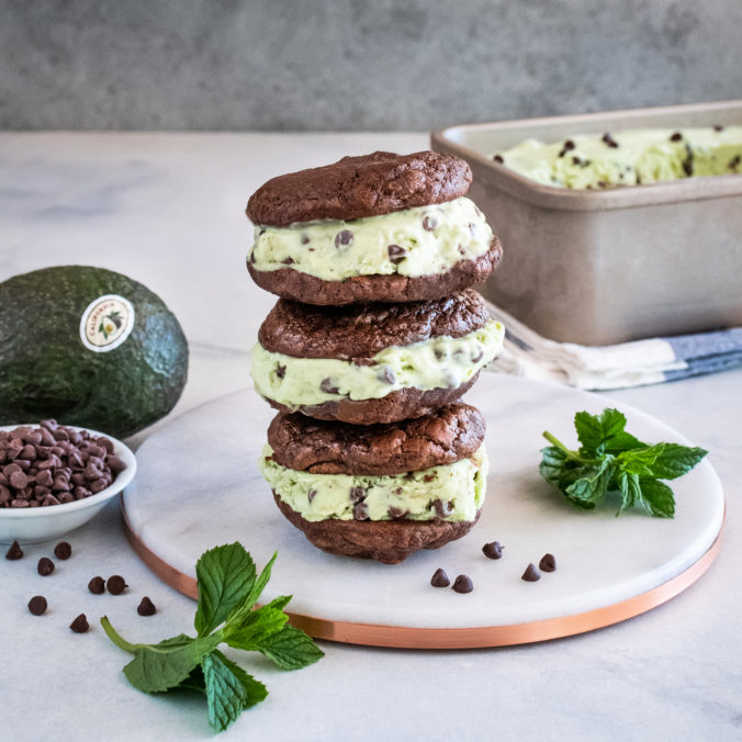 Mint Chocolate Chip Ice Cream Sandwich with California Avocado