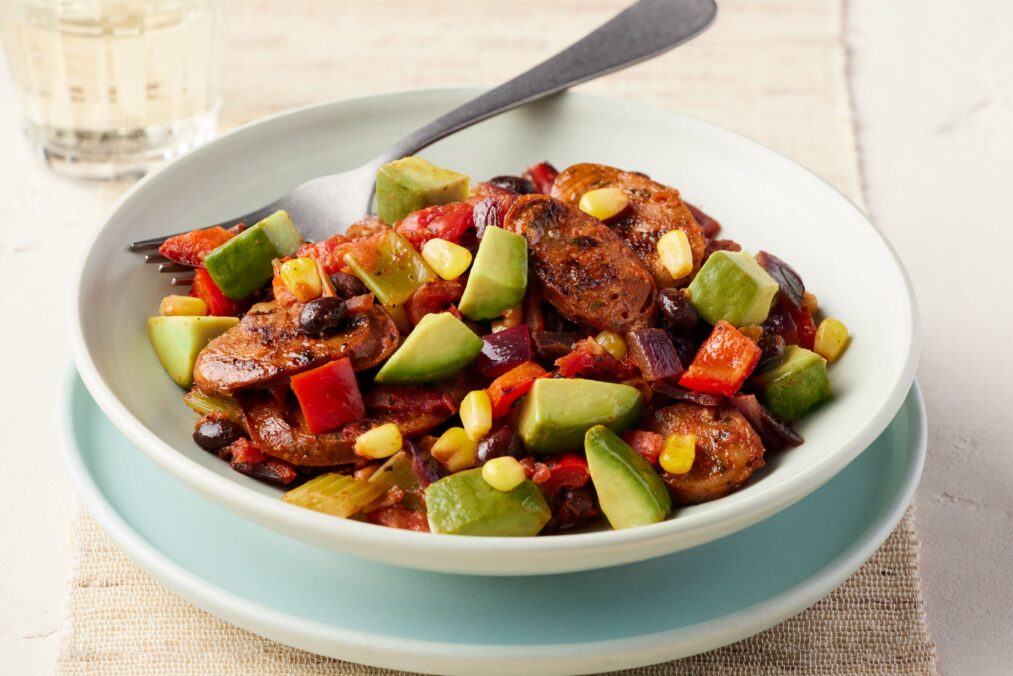 Warm Chicken Sausage, Veggies and California Avocado