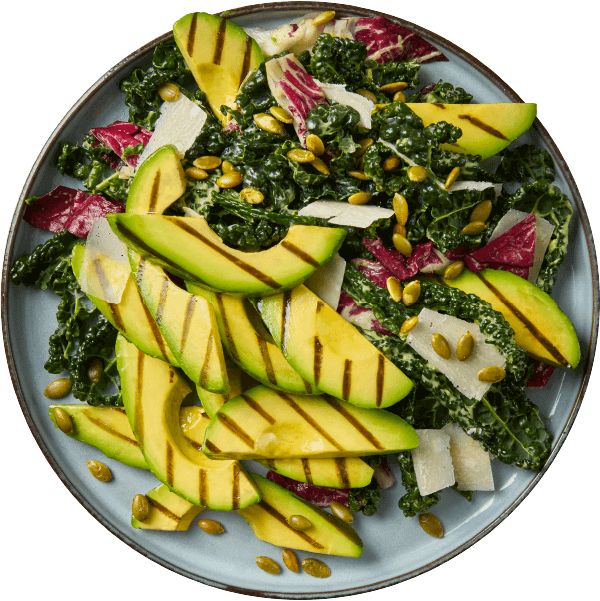 A plate of food featuring California avocados