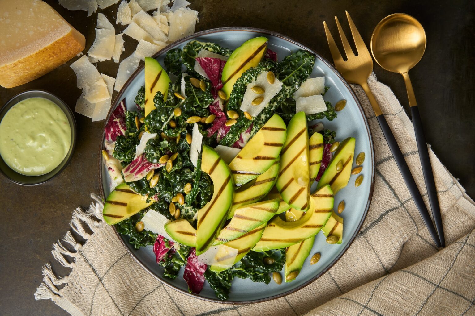 Grilled California Avocado Kale Caesar Salad California Avocados