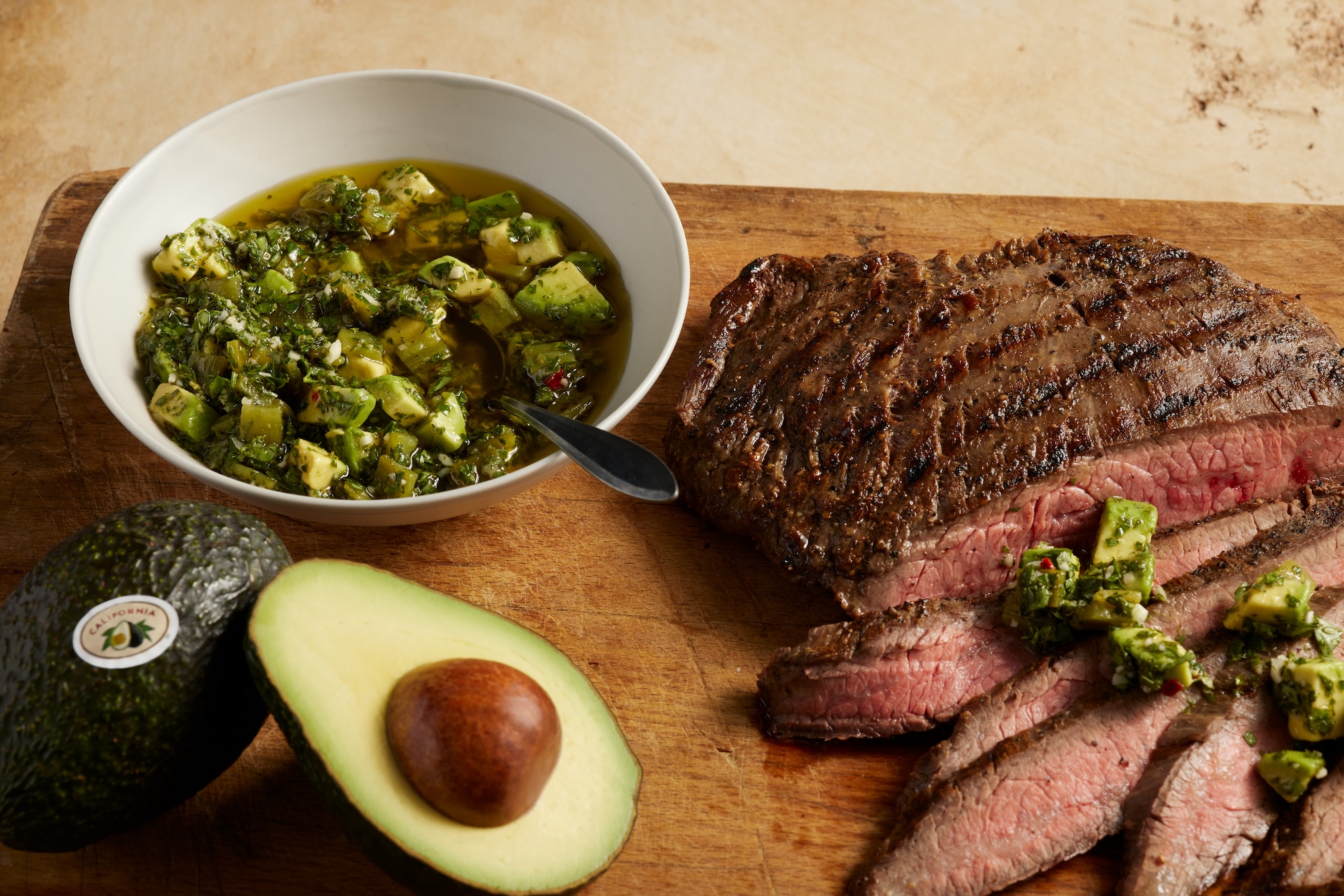 A photo of California Avocado and Hatch Chile Chimichurri