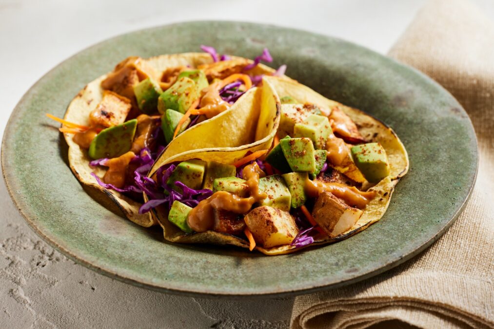 A photo of Crispy Potato and Veggie Soft Tacos