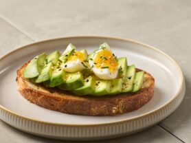 A photo of everything avocado toast with Herby Soft eggs